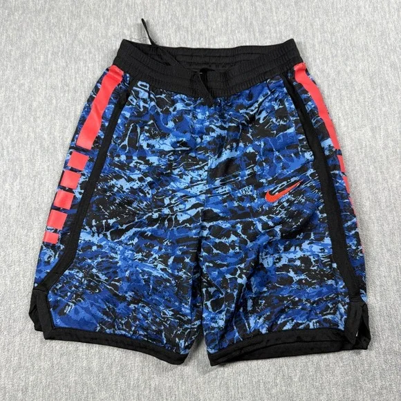 Nike Shorts Youth Large Blue Black Digital Camo Dri-Fit Athletic Basketball Trun