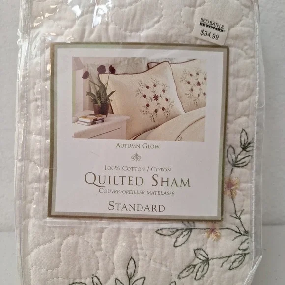 VTG Peking Handicraft 'Autumn Glow' Quilted Floral Sham Standard 100% Cotton NEW