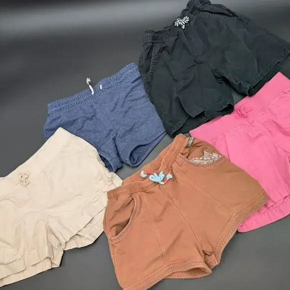 Little Girl Youth Shorts Medium 7/8 Solid Pink Blue Black Brown Bundle of 5 pair