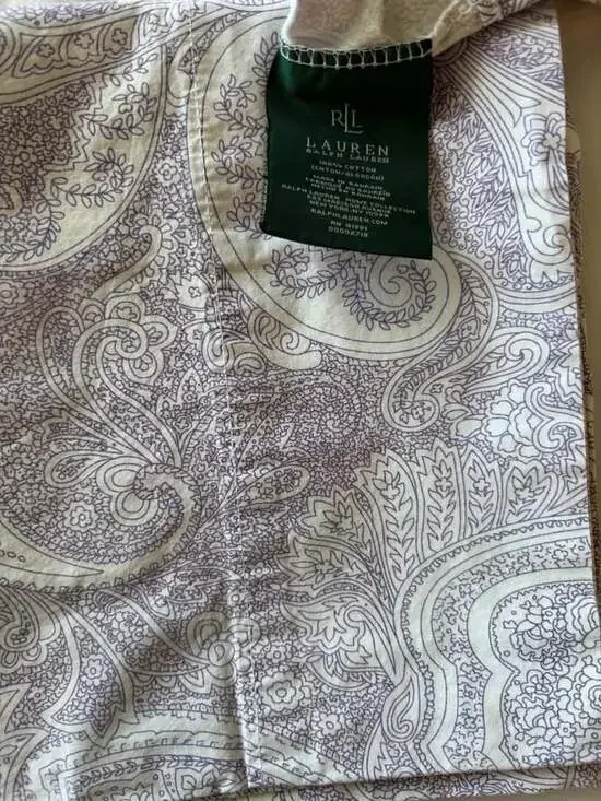 Lauren Ralph Lauren King Pillowcases Set of 2 Purple White Paisley 100% Cotton
