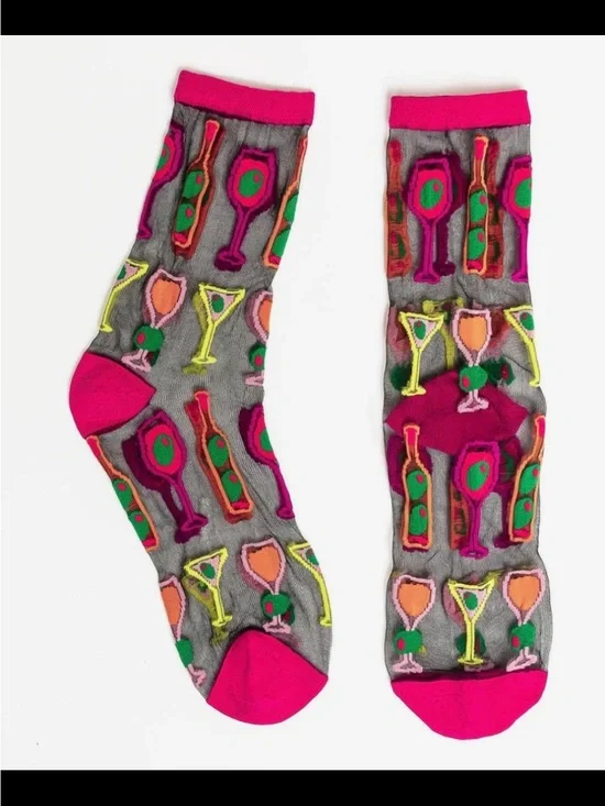Sock Candy Cocktail Hour Block Sheer Crew Sock. Price firm.