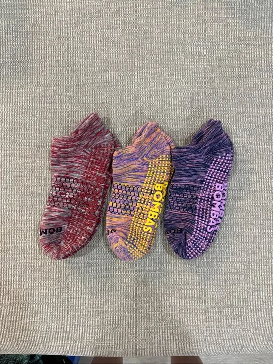 Bombas Marled women gripper Socks in Red, Yellow/Orange, Purple pack of 3 size M