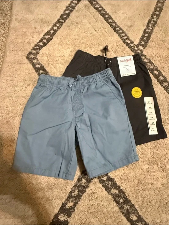 Boys Cat & Jack Elastic Waist Shorts - Light Blue and Black