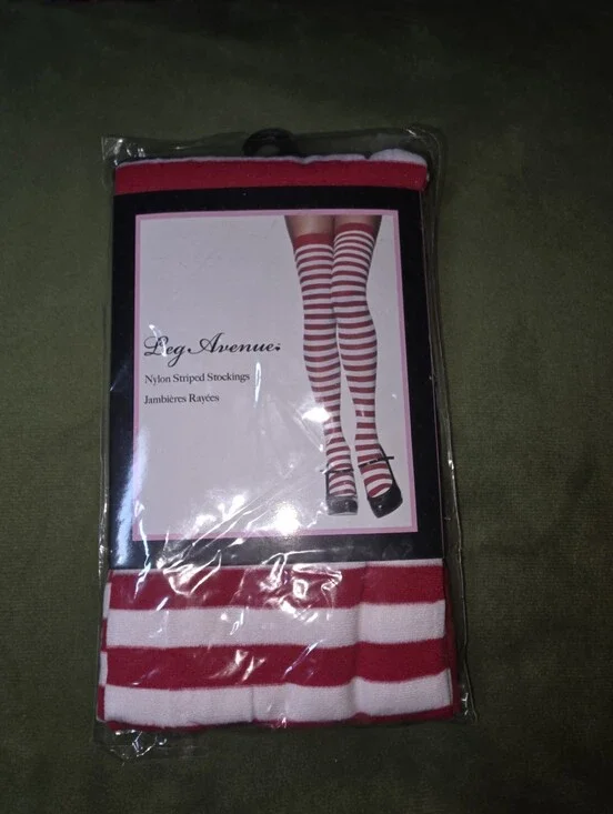 Leg Avenue Red and White Striped Knee-High Socks