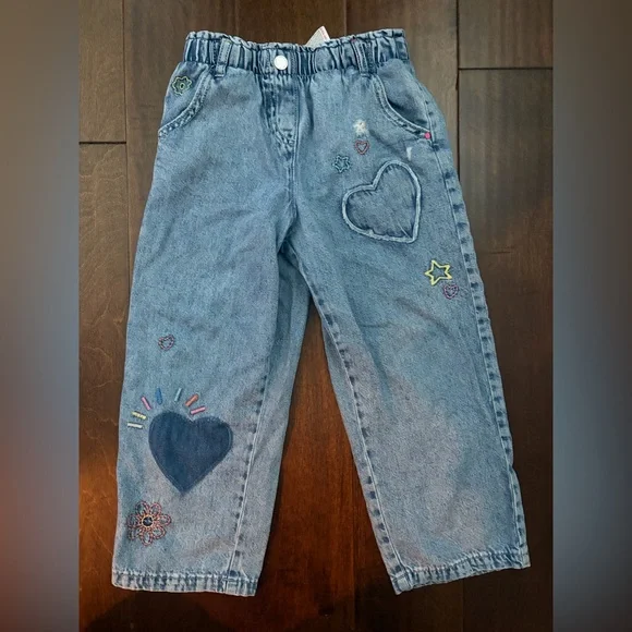 next Blue Embroidered Heart & Star Denim Jeans