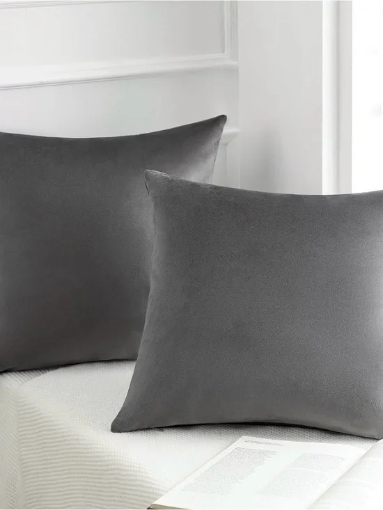 Soft Velvet Throw Pillow Pair - Gray