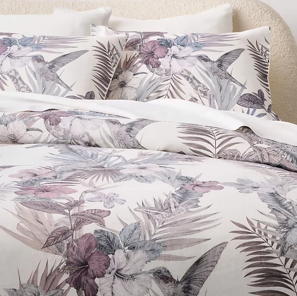 ❤️BUY 2 GET 1 FREE  Eden Off White & Smoked Mauve Linen King & Standard Set