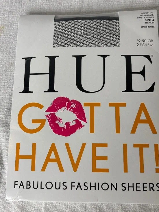 HUE Gotta Have It Fabulous Fashion Sheers Control Top Micro Mesh Black Size 4