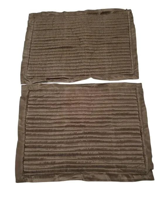 Restoration Hardware Lot of 2 Channeled Silk Standard Shams 20x28 Bedding Brown