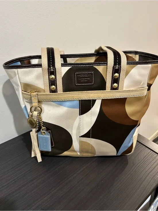 Vintage Coach Hamptons Weekend Scarf Print Tote Bag NWOT