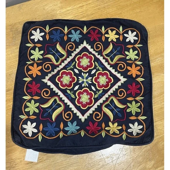 Pottery Barn Romanian Heavily Embroidered Pillow‎ Cover 17x17