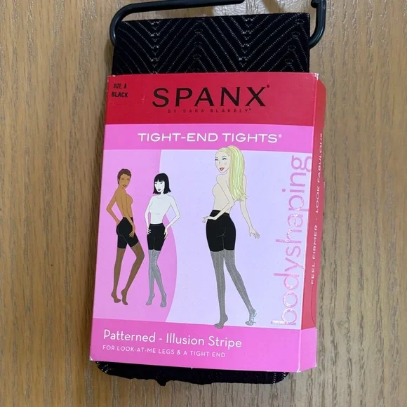 SPANX size A Black Illusion Stripe Tights
