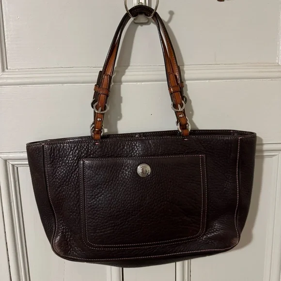 Vintage Coach Chelsea Brown Pebbled Leather Handbag