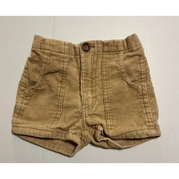 VTG Y2K Weeds Corduroy Shorts‎ Kids Sz 6 Tan Cotton Retro Boho Neutral Earthy