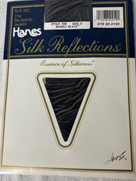 Vtg NEW Hanes Silk Reflections Silky Stockings 728 Size 2 Barely Black Two Pair