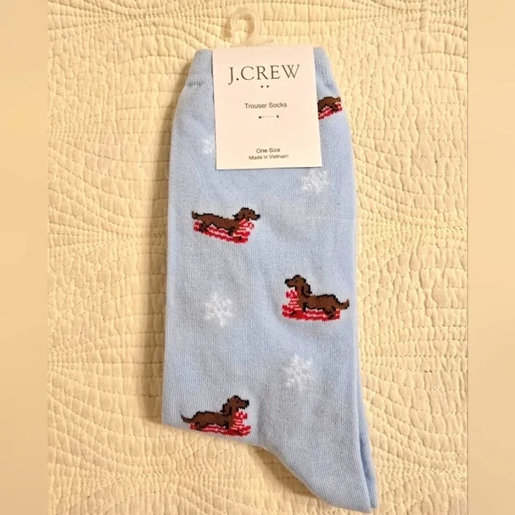 NWT J. Crew Ladies Sledding Dashunds Trouser Socks