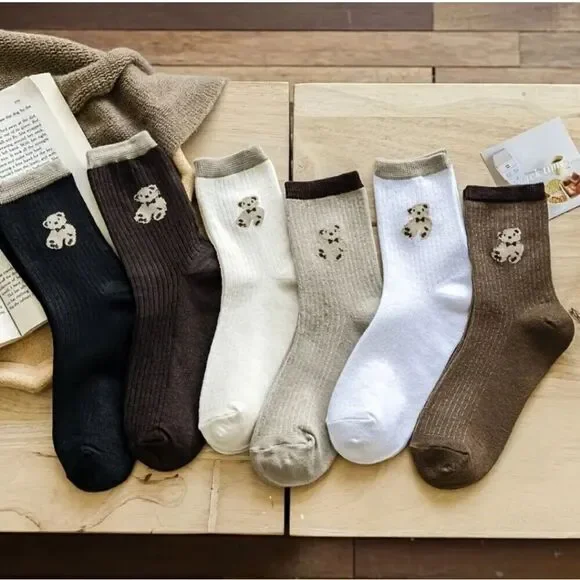 Ribbed teddy Bear Socks neutral colors