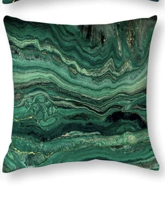 Green Marble Pattern Throw Pillow Covers Set Of 3