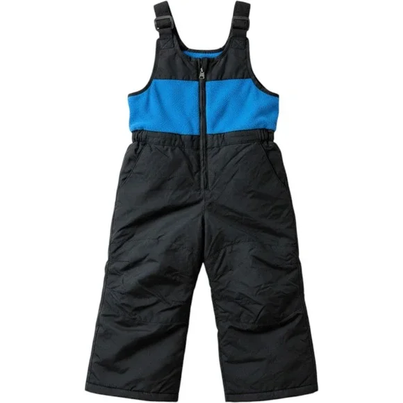 Lands End Kids Black Blue Squall Snow Bib Overalls Ski Pants‎ Toddler 2T