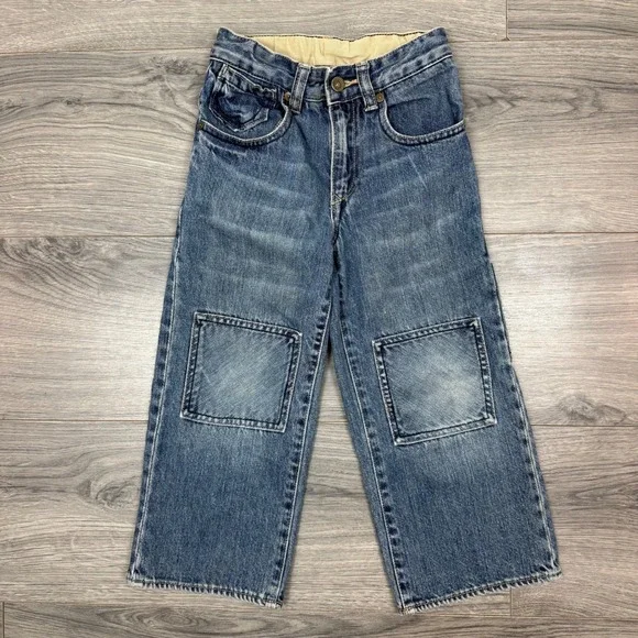 Vintage GAP‎ Toddler 4Y Denim Jeans Fall 07 Patched Knees Blue Cotton Workwear