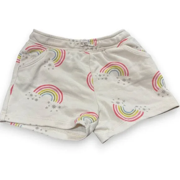 Old Navy toddler girl rainbow print terry pull‎ on drawstring shorts sz 4T
