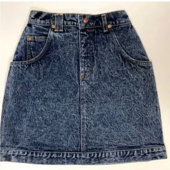 Lee Riders Girls Youth GLACIER Acid‎ Wash Denim BANDED Bottom Blue Jean Skirt
