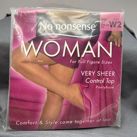 No Nonsense Woman Full Figure Size W2 Beige Mist Vintage Pantyhose Nylon
