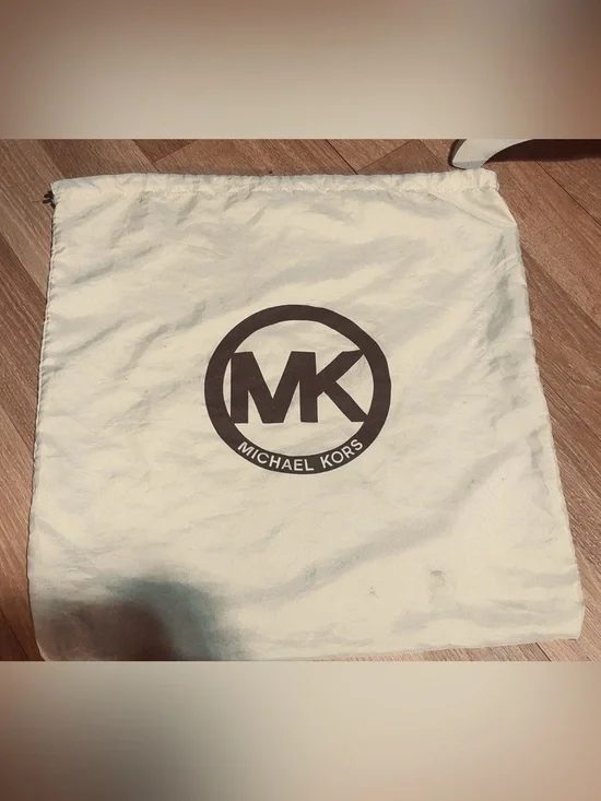 Michael Kors Cream Drawstring Logo Dust Bag with Brown MK Print