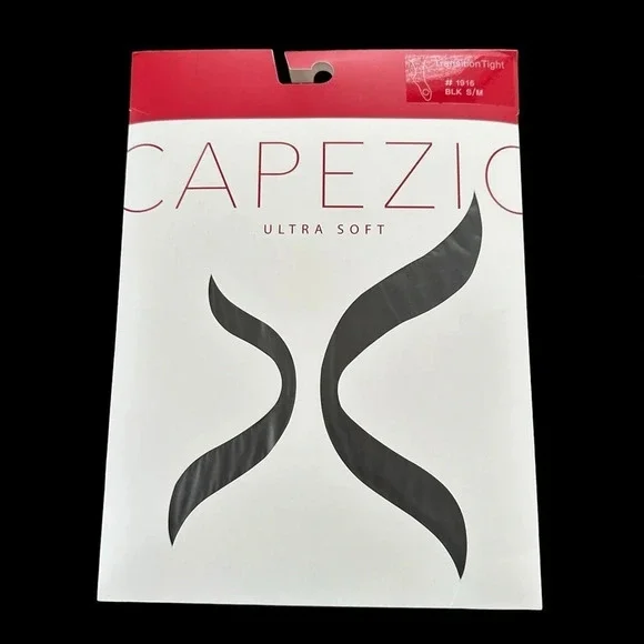 NWT Capezio 1916 Ultra Soft Black Transition Tights Small Medium Convertible New