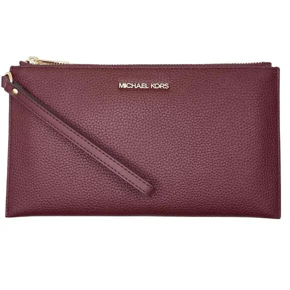 MICHAEL KORS Jet Set Large Leather Clutch Wristlet Wallet New with Tag MSRP $258