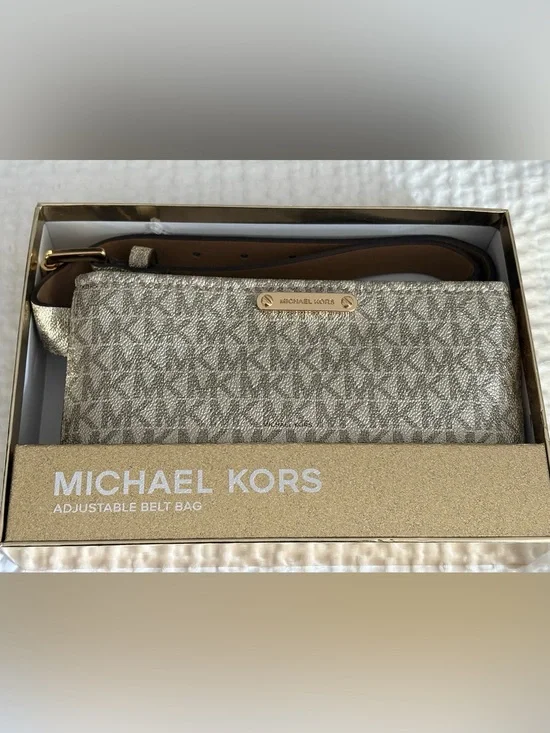 Michael Kors Metallic Gold Logo Accent Belt Bag