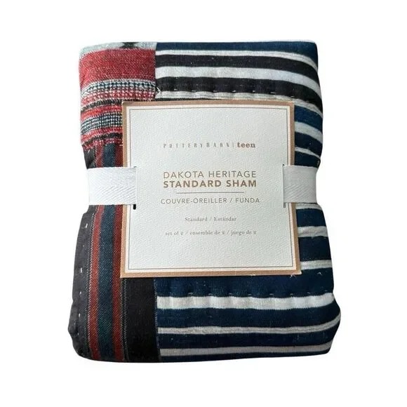 Pottery Barn TEEN Dakota Heritage Standard Shams Set of 2 New