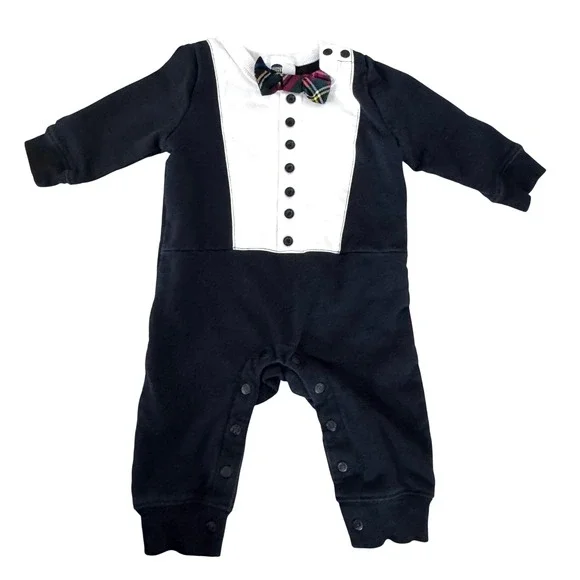Harajuku Mini Target 20th Anniversary Tuxedo‎ Romper Plaid Bow Tie Black 6M