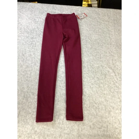 Cat & Jack Girls Slim Fleece Lined Leggings Burgundy Maroon Size‎ S 6/7 sLIM NWT