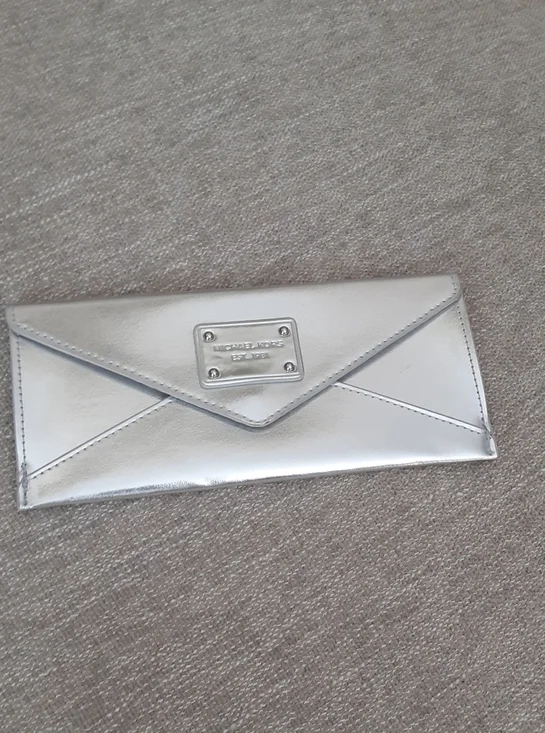 Michael Kors Metallic Silver Envelope Pouch  Clutch