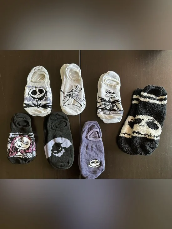 7 Pairs Disney The Nightmare Before Christmas No Show Socks.