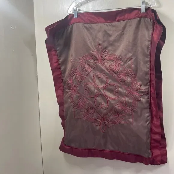 Chris Madden JCP Home Euro Sham Brown Burgundy Embroidered Medallion‎ 31x24.5