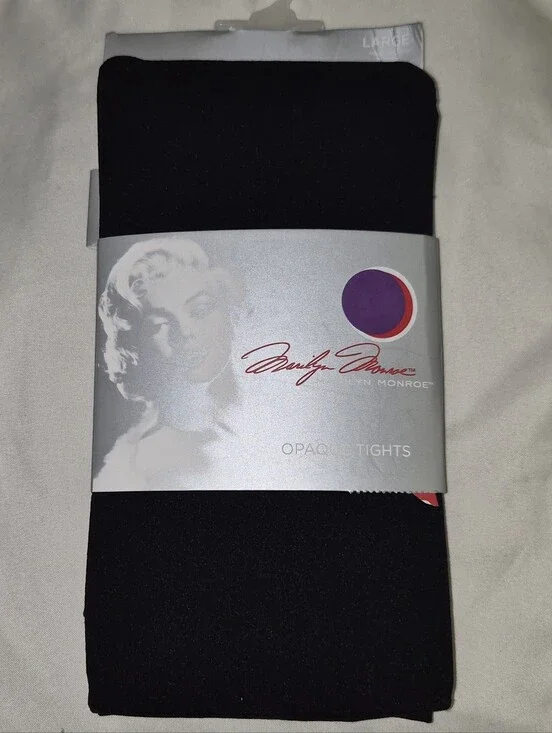 NWT Marilyn Monroe Black Opaque Tights Classic Hosiery 0477