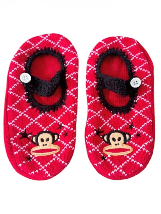 Vintage Y2K Paul Frank red embroidered logo knit Maryjane slipper socks small