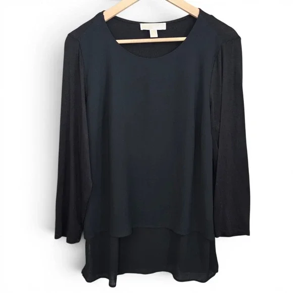 Michael Kors Top Womens Medium Black Long Sleeve Blouse Tunic‎ Casual Ladies