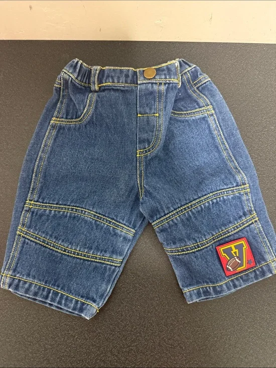Classic Blue Denim Kids Shorts with Patch 90’s