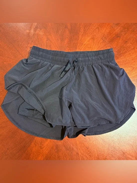 All In Motion 2-in-1 Run Shorts Girls Large (10/12) Black EUC Spandex Pockets