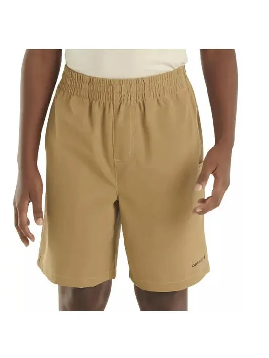 (C95) Carhartt Youth Boys' Rugged Flex Ripstop Work Shorts Dark Khaki Small NWT