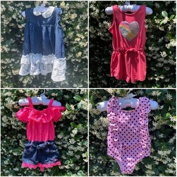 Lot Of 4-18 Month Girls Clothes Dress Rompers Swimsuit