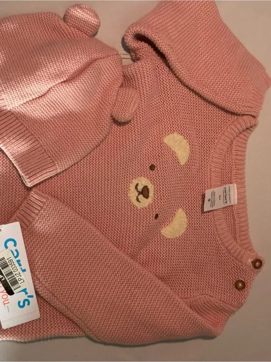 Carter's Dusty Pink Knit Bear Sweater
