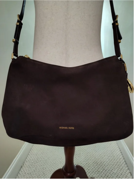 Women's Michael Kors Brown Suede Hobo Bag, One Size