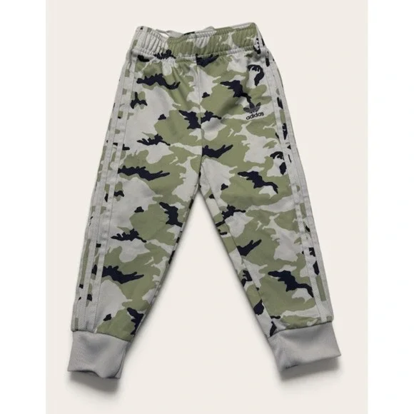 Adidas Originals Toddler 3T Camo Track Pants Trefoil Joggers Green 3 Stripe