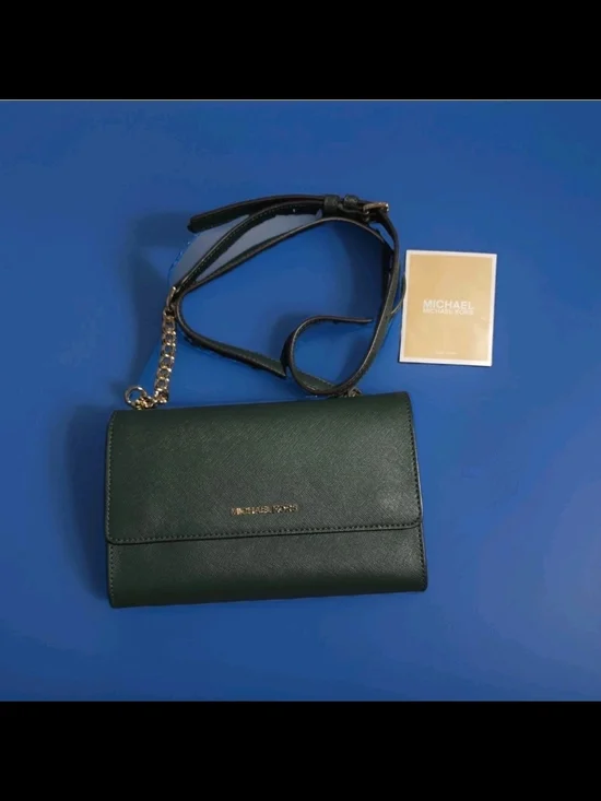 Michael Kors JetSet 3-in-1 crossbody handbag forest green with goldtone hardware