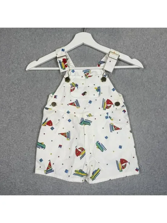Vintage Winne the Pooh X Sears Boys Size 3T Nautical Themed White Overalls