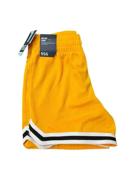 (C298) DSG Girls Mid Rise Relaxed Fit Performance Sports Shorts Size Medium Gold